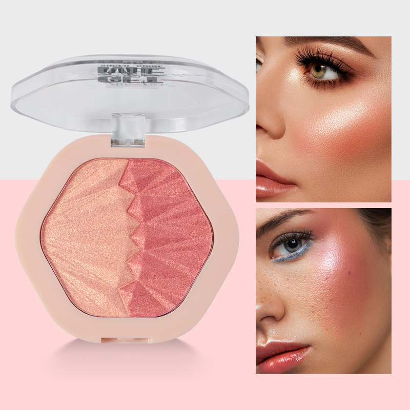 Highlighter Bronzer Palette - 2-color Blush Palette 2 in 1