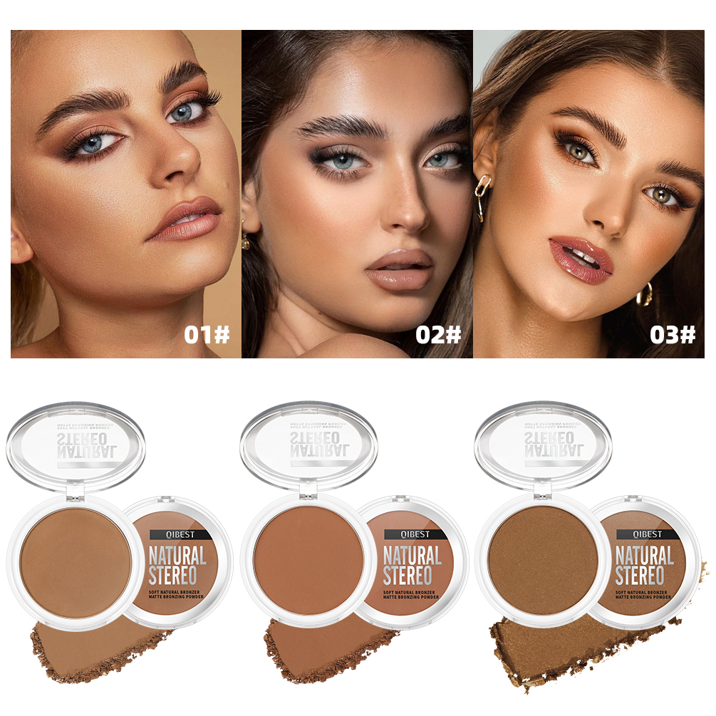 Highlighter Bronzer Palette - QIBEST 3 Colors Highlighter Bronzer Palette