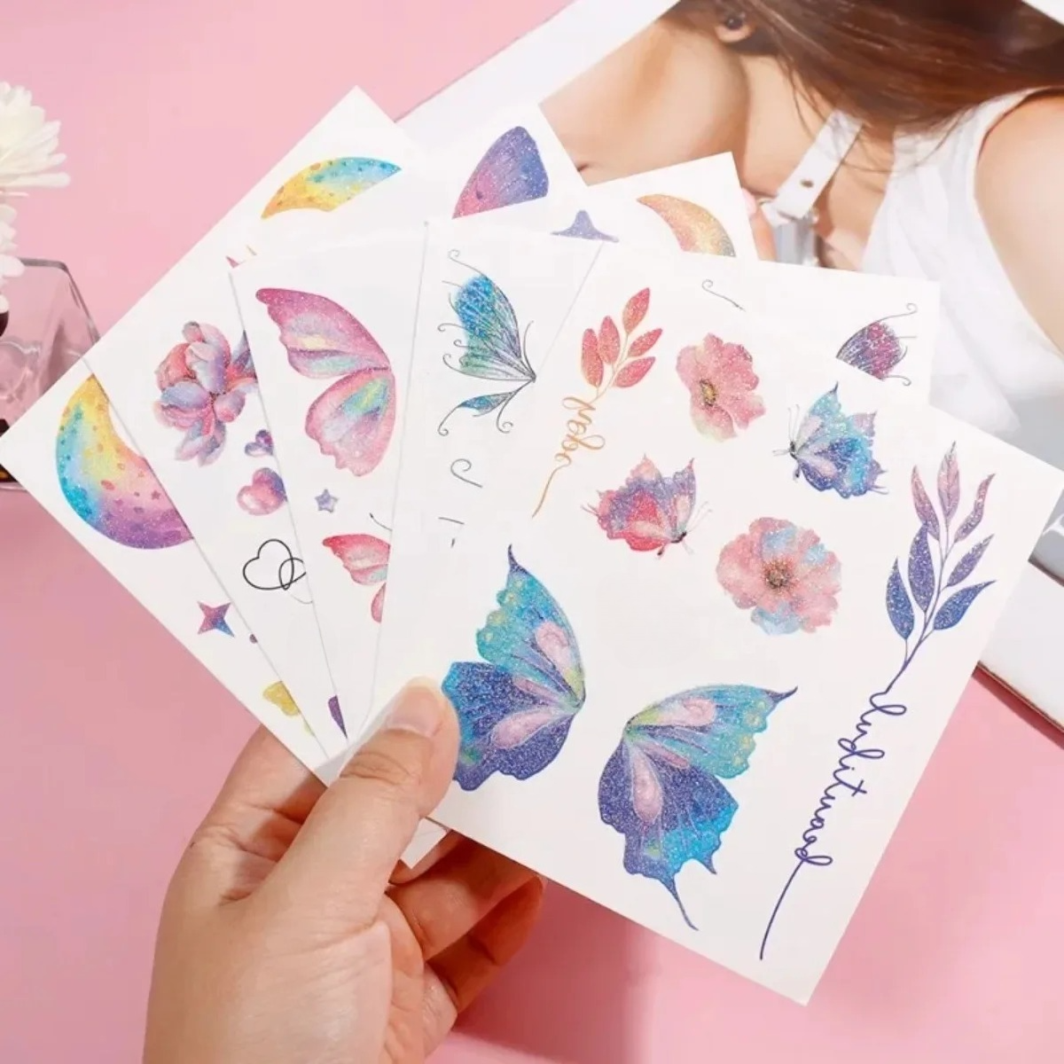 Makeup And Beauty - 3D Shiny Butterfly Wing Decals, waterproof
