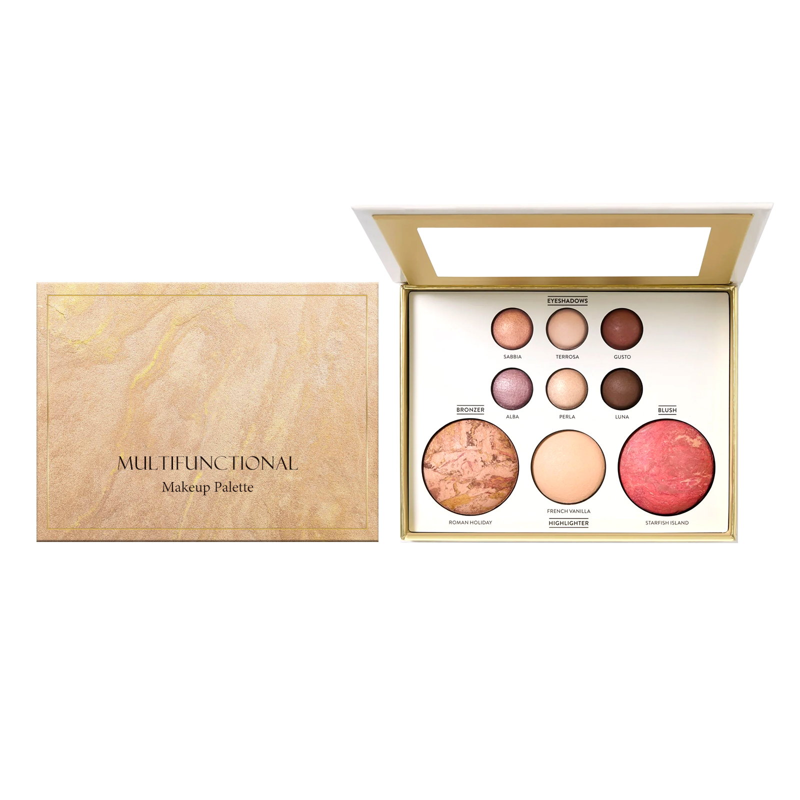 Highlighter Bronzer Palette - AMZ Golden Luxury Makeup Palette, Contour