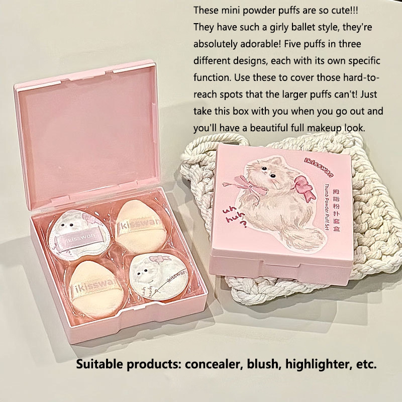 5Pcs Cute Mini Finger Puff Set – Beauty Makeup Box Bewertung und Preis